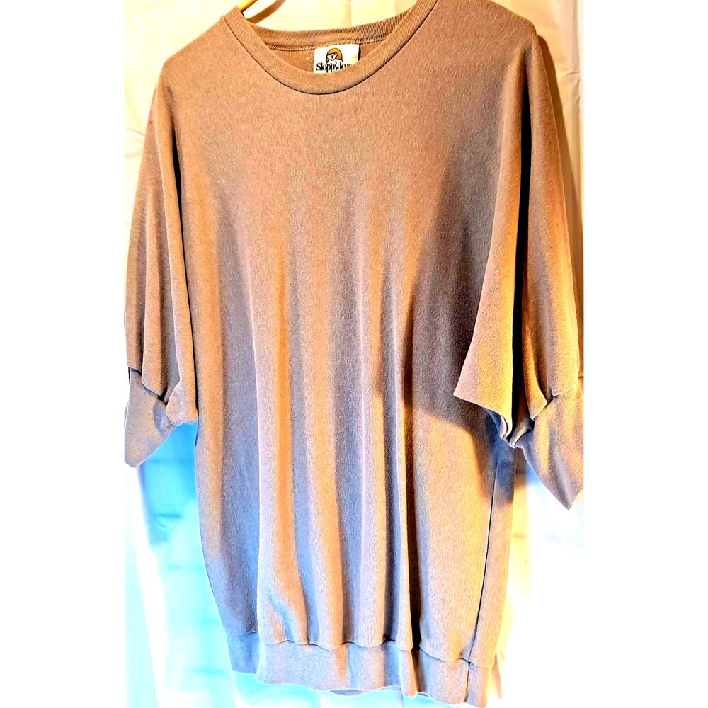 Sloppy Joes Women's Pullover Sweatshirt Beige Dolman Sleeve Crew Neck Uni